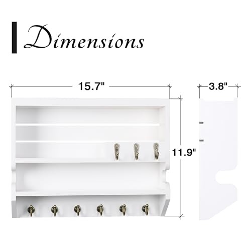 Key Holder for Wall, Mail Organizer Wall Mounted White