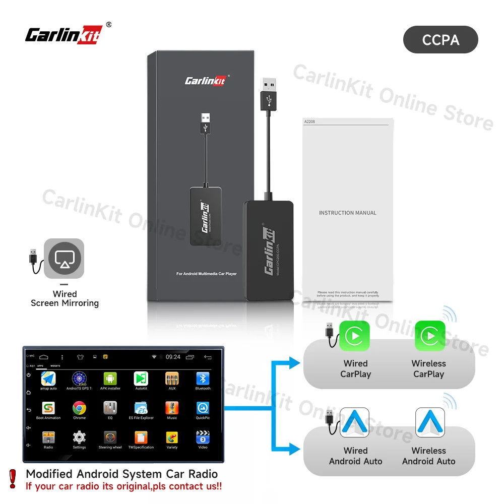 Wireless CarPlay Adapter Wireless Android Auto Dongle For Modify Android Screen