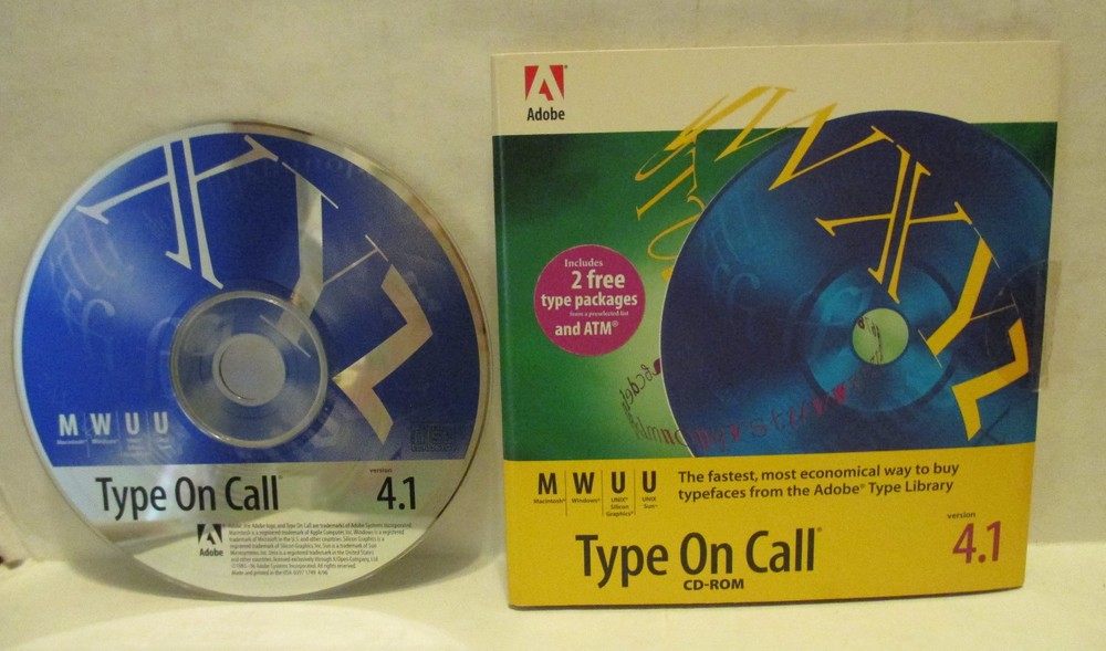 Adobe Type Manager Deluxe 4.0 CD Rom 2 Discs Instructions - Type Library Booklet