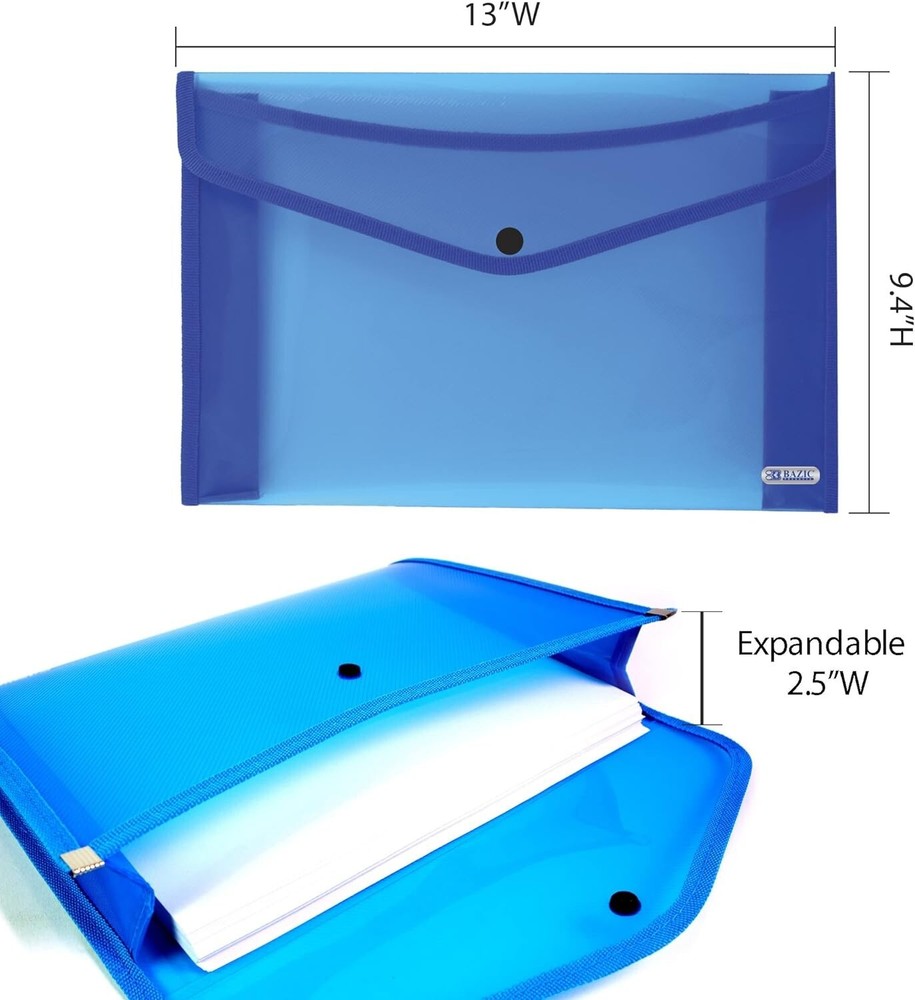 Plastic File Folder Document Holder V-Flap Letter Size - 2 Pack - Random Color