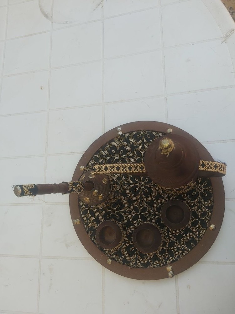 7pieces دلة قهوة حشبية مع فناجين
