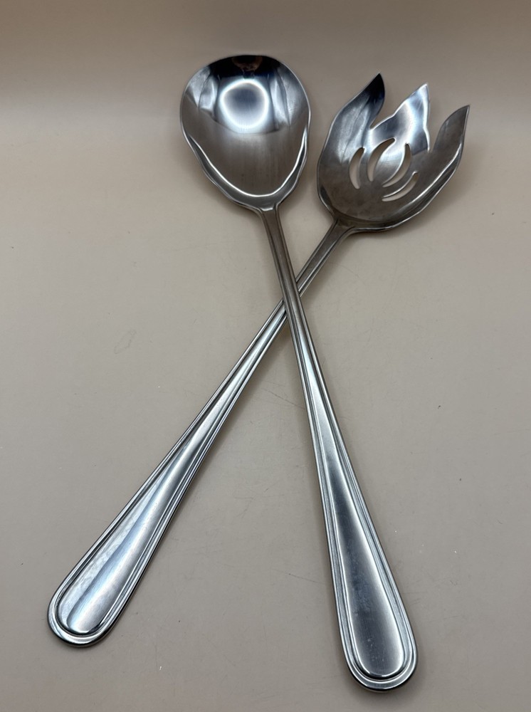 Lorena Oval Thread Oversized Solid Salad Serving Set Flatware 18/10 Stainless