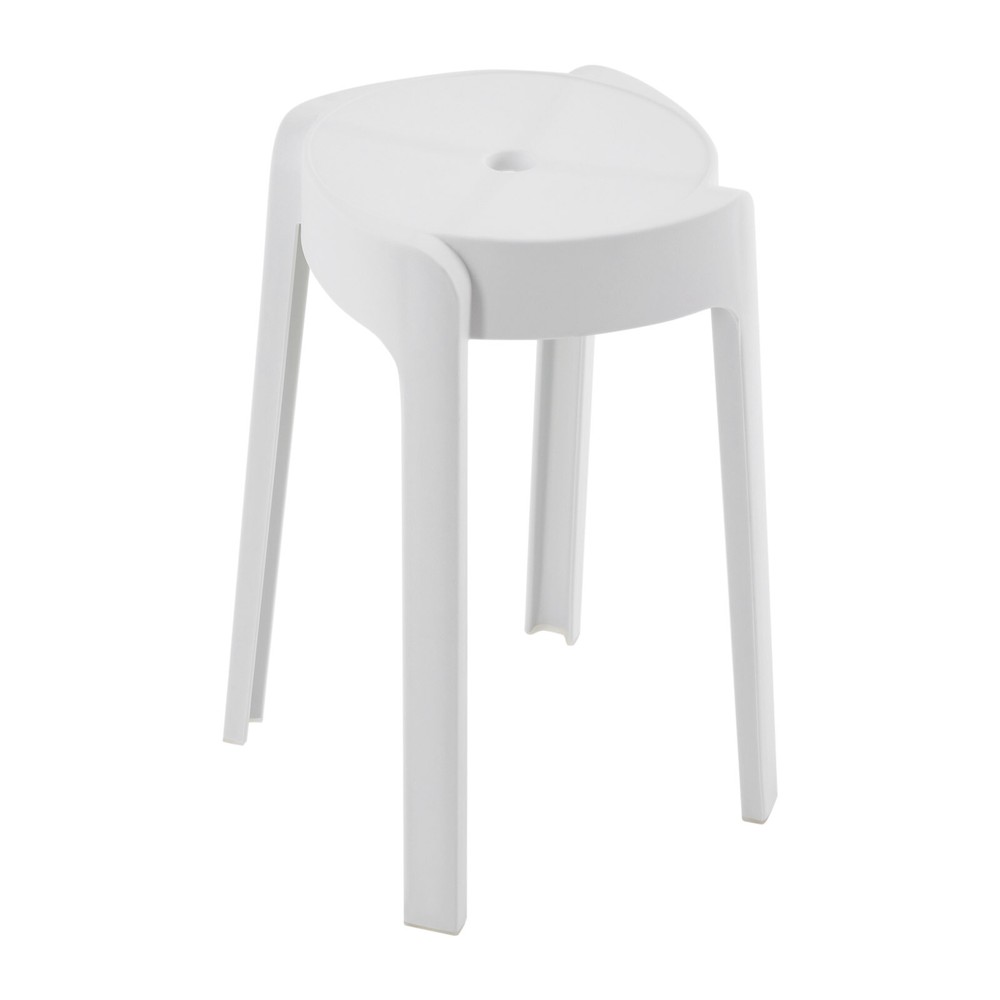 Set of 5 Portable Plastic Stack Stools Backless Classroom Seating Chair White