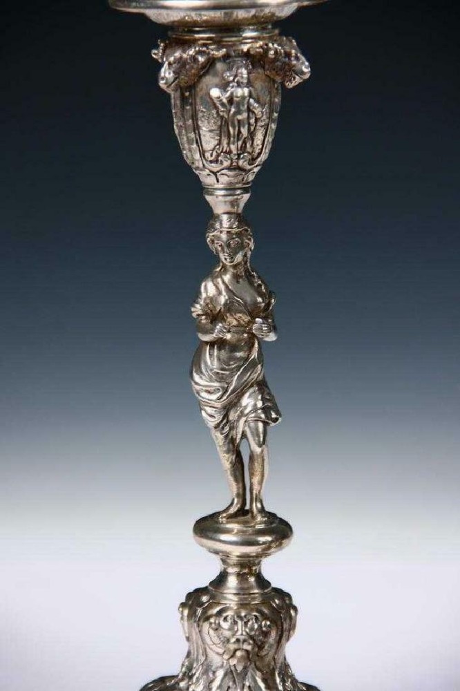 Set of 4 Antique German Silver Candlesticks.