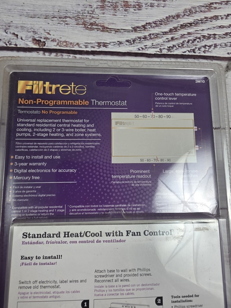 Filtrete 3M Non Programmable Thermostat Model 3M10 NEW Sealed Package