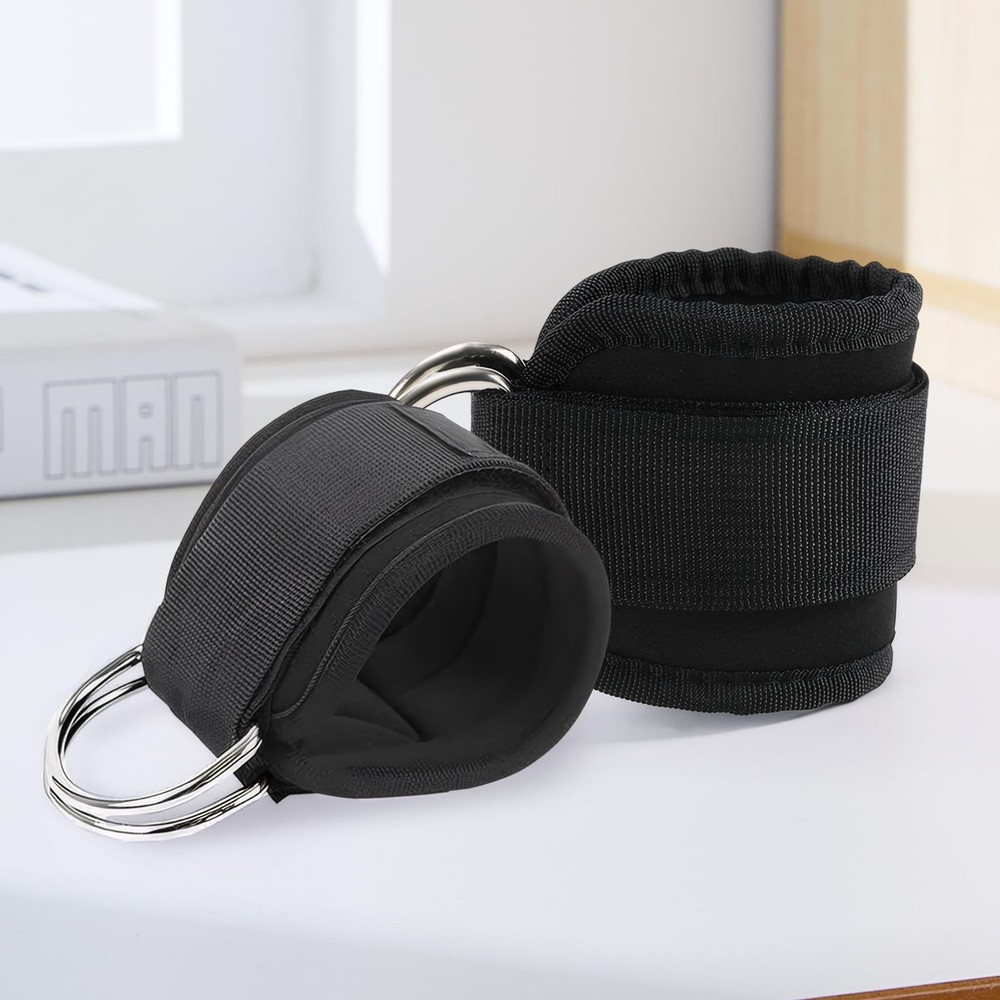 2 PCS Weightlifting Straps with D Ring,Adjustable Wrist Cuffs Black