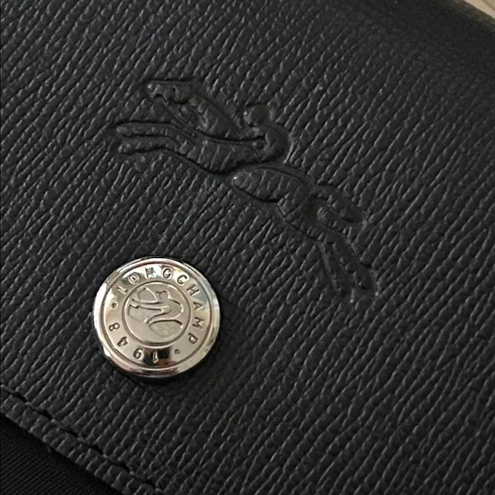 Longchamp Le Pliage black on black tote