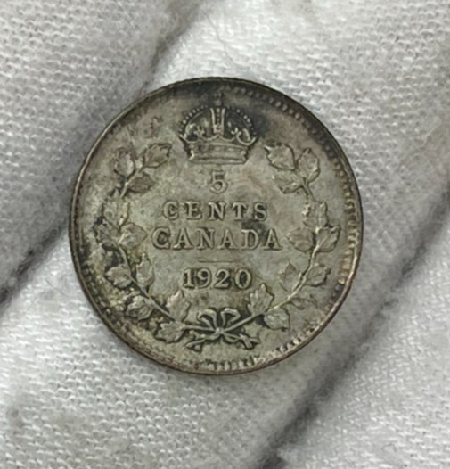 1920 Canada 5 Cents Silver Coin