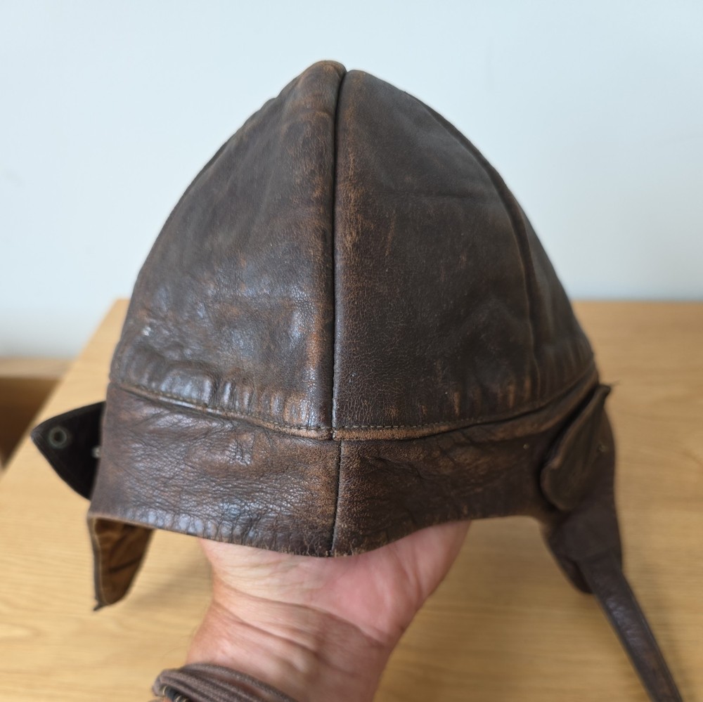 WW II Leather Flying Helmet. Small size