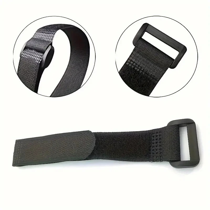 8" BLACK, HOOK & LOOP CABLE TIES NYLON STRAPS - 5 PACKS
