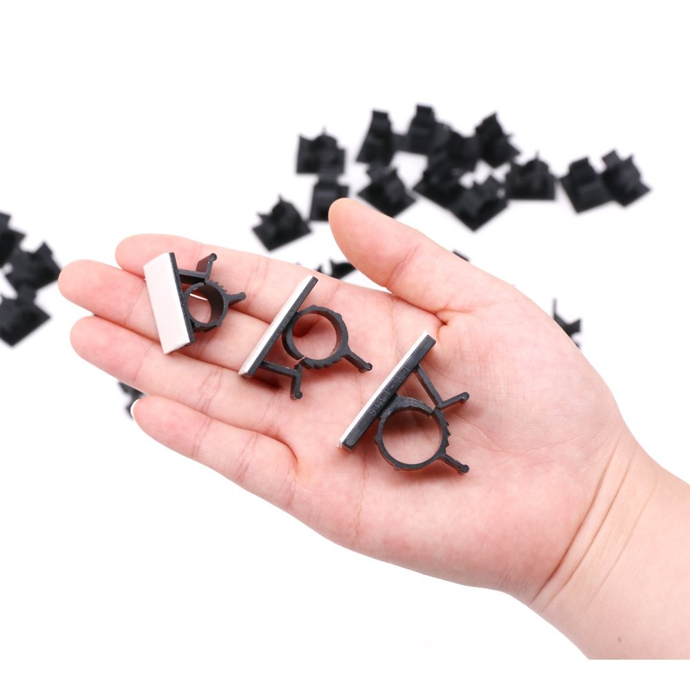 100Pcs 3 Sizes Adjustable Multipurpose Self-Adhesive Cable Clips Wire Clamps ...