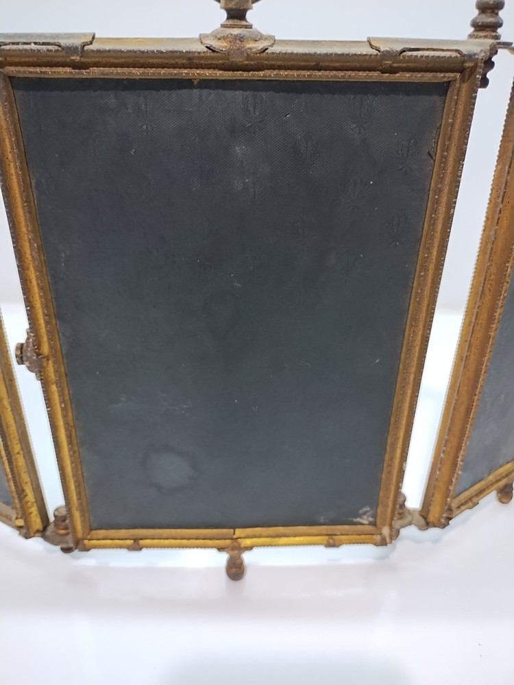 vitage brass triptych folding mirror