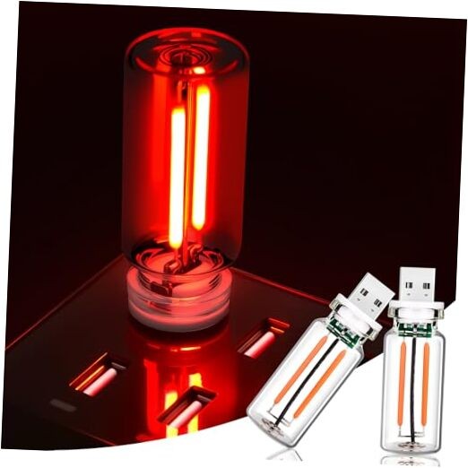 2 PCS USB Car LED Lights Interior, Touch Control Adjustable Brightness Red