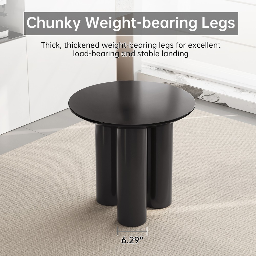 30" Round Dining Table Black Modern Kitchen Table Small Dining Room Table for 2