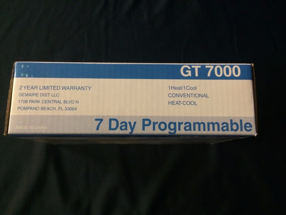 GT7000 7 DAY PROGRAMMABLE SINGLE STAGE 1 HEAT / 1 COOL