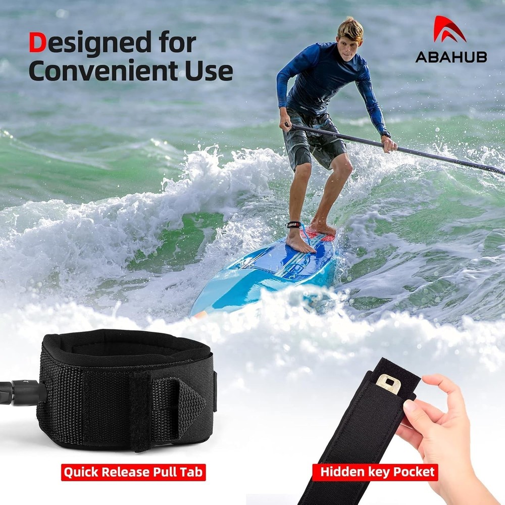 10 ft Coiled SUP Leash - Durable and Comfortable Paddleboard Connection