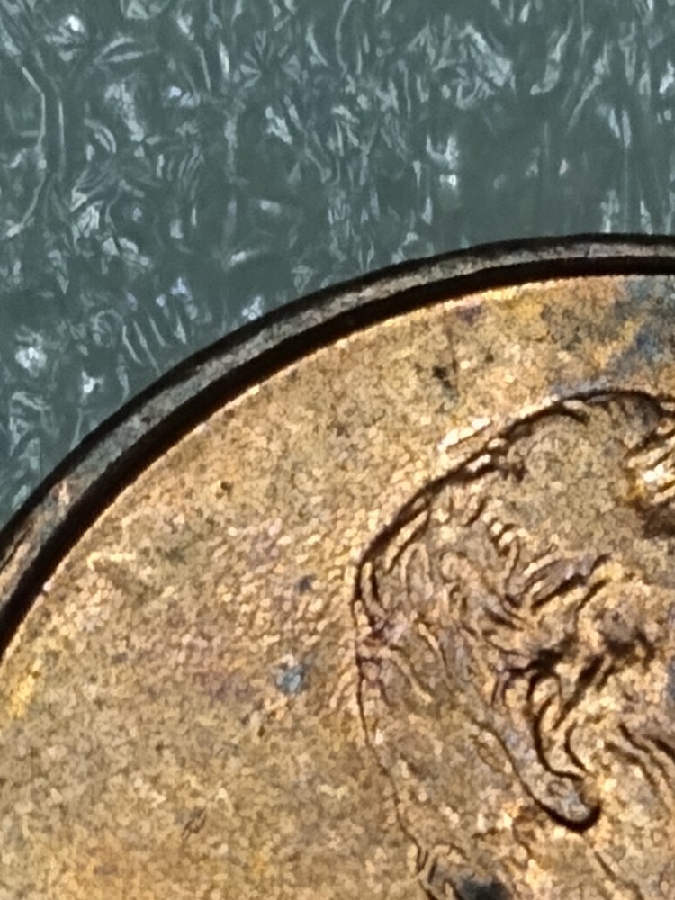2000 Penny struck through massive grease, date, Cracked Die Error etc.