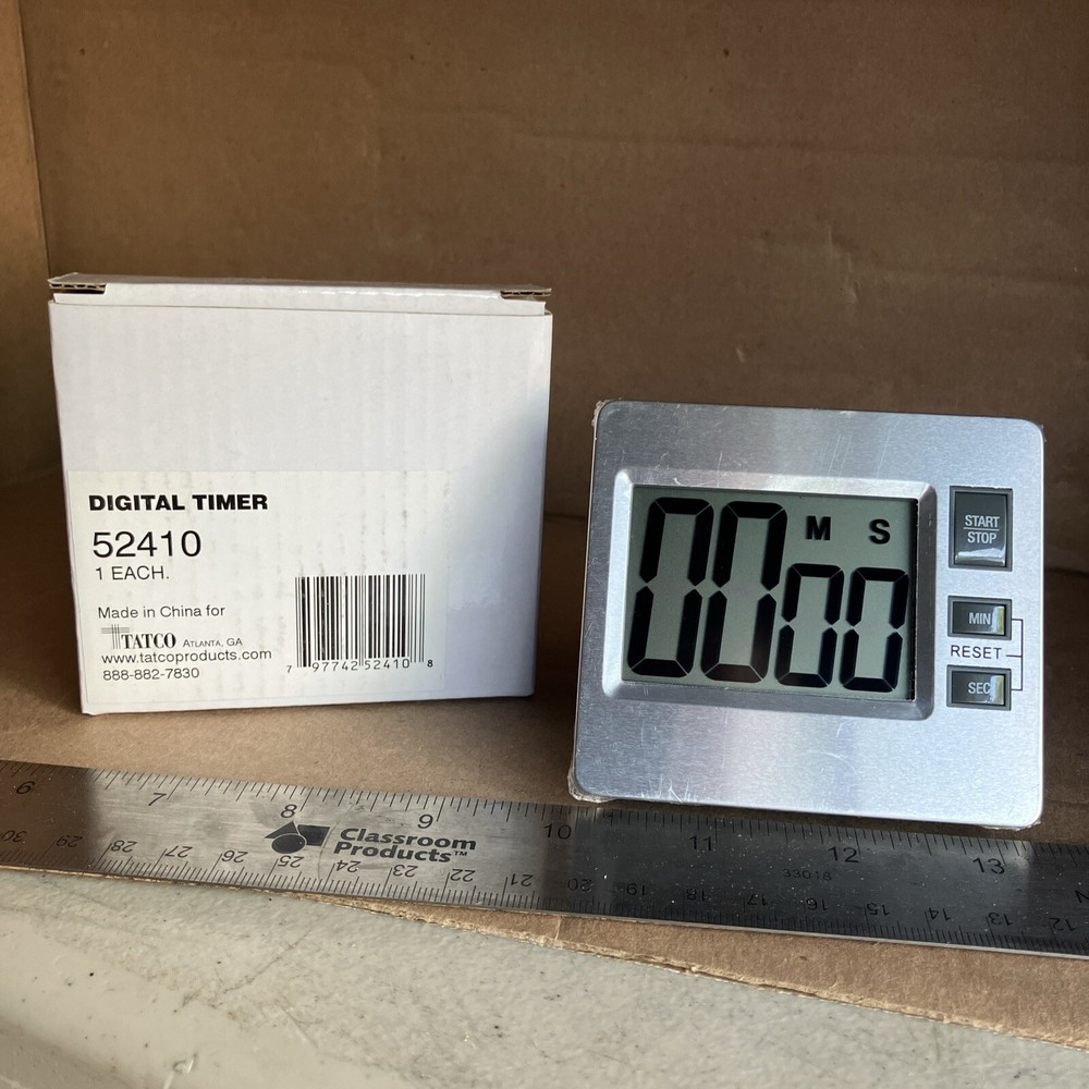 SILVER TATCO 52410 DIGITAL TIMER  - desktop or wall WITH INSTRUCTIONS