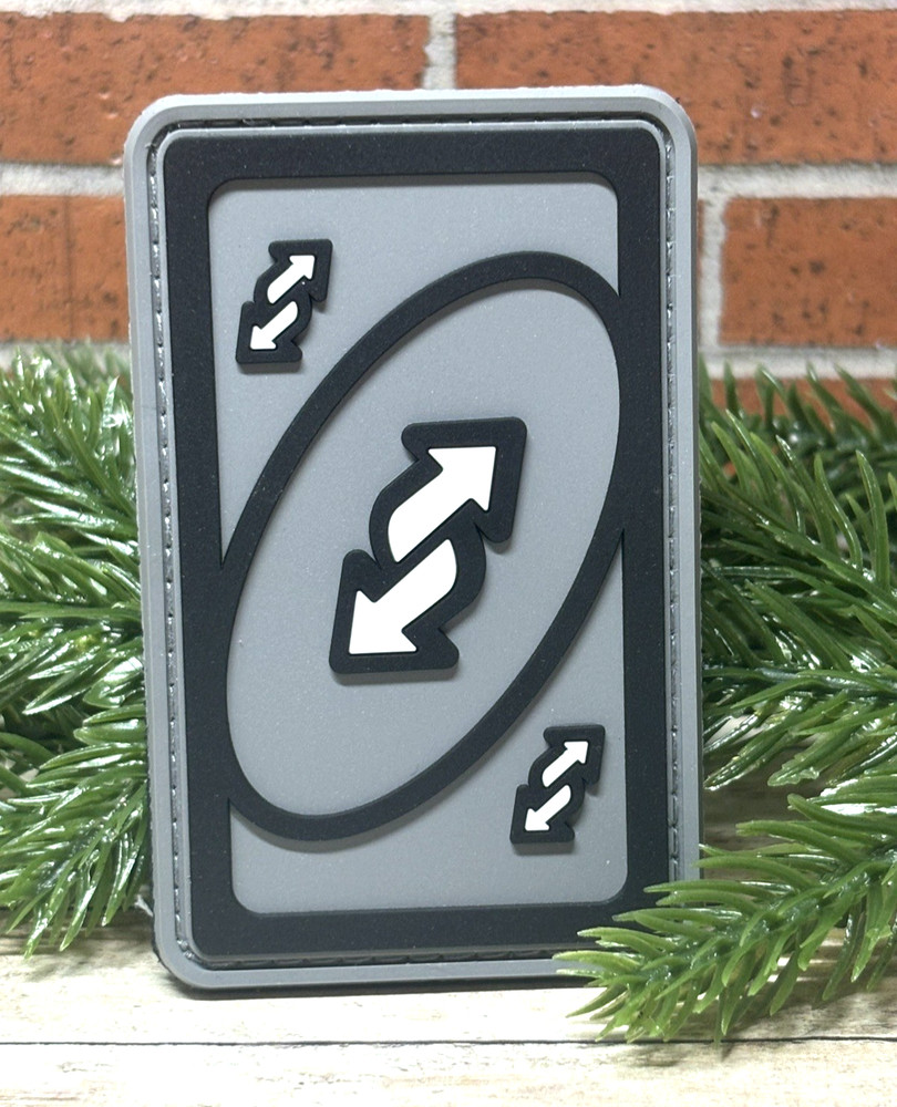 PVC Uno Reverse Card Patch - Tactical Morale Patch - Gray Uno Card Patch