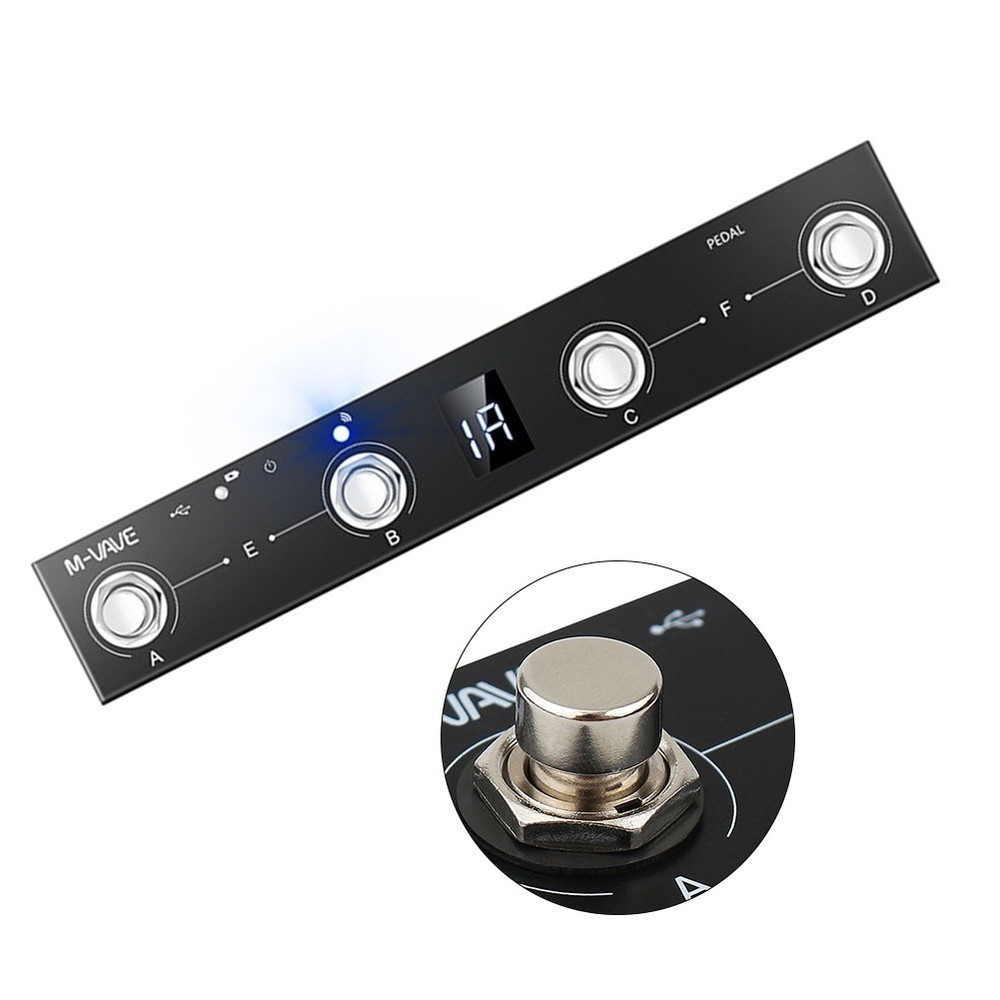 Lightweight MIDI Footswitch Controller Rechargeable USB 4 Buttons Pedal