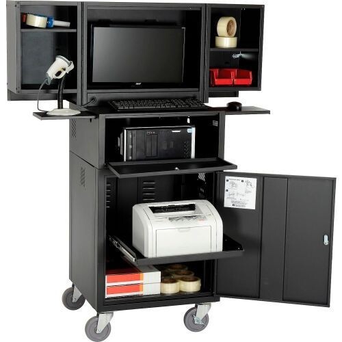 Global Industrial™ Mobile Fold-Out Computer Security Cabinet, Black