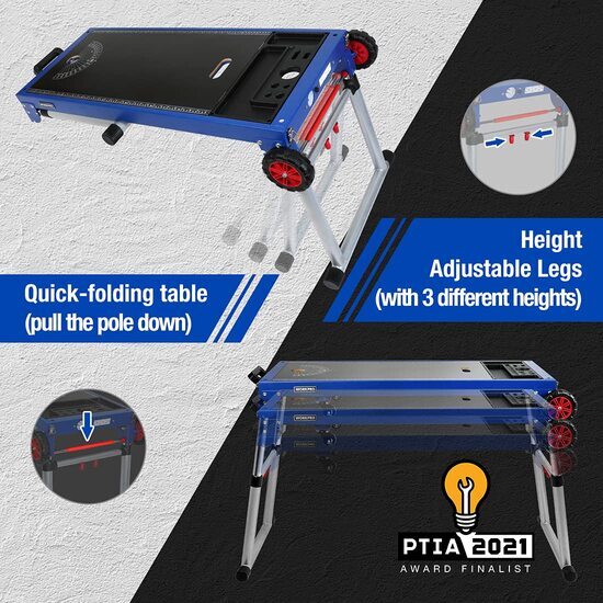5-in-1 Portable Workbench Miter Saw Stand Quick Folding Worktable Adjustable Leg
