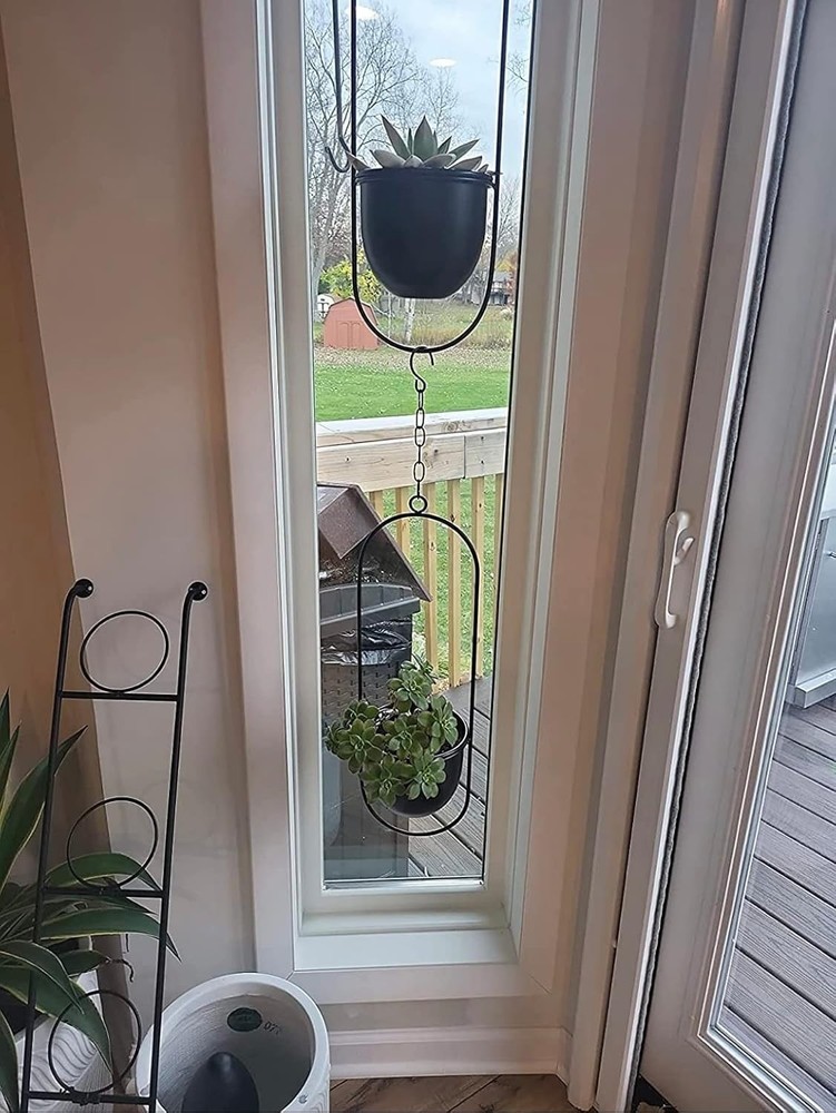 Transform Your Space with 2 Black Hanging Planters - Minimalist & Stylish