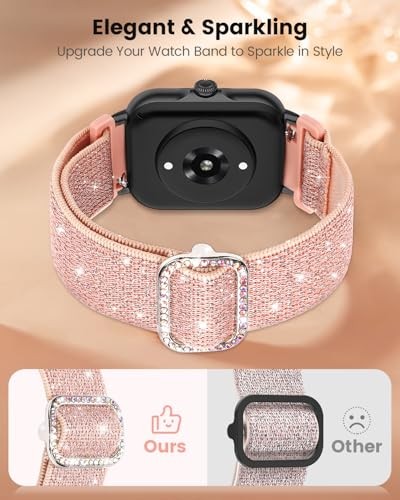Sparkly Elastic Nylon Bands Compatible with Black+Pink+Silver white
