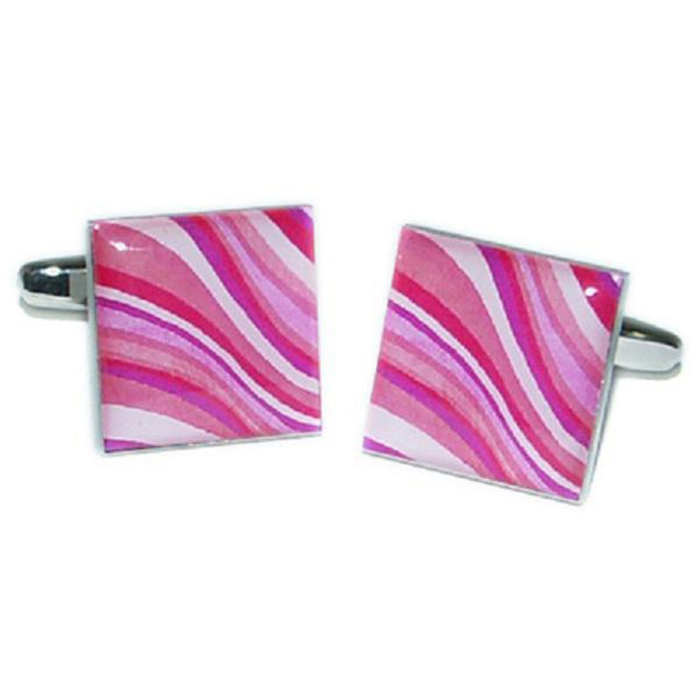 Pink Multicoloured Swirly Pattern Fashion Cufflinks X2BOCS070