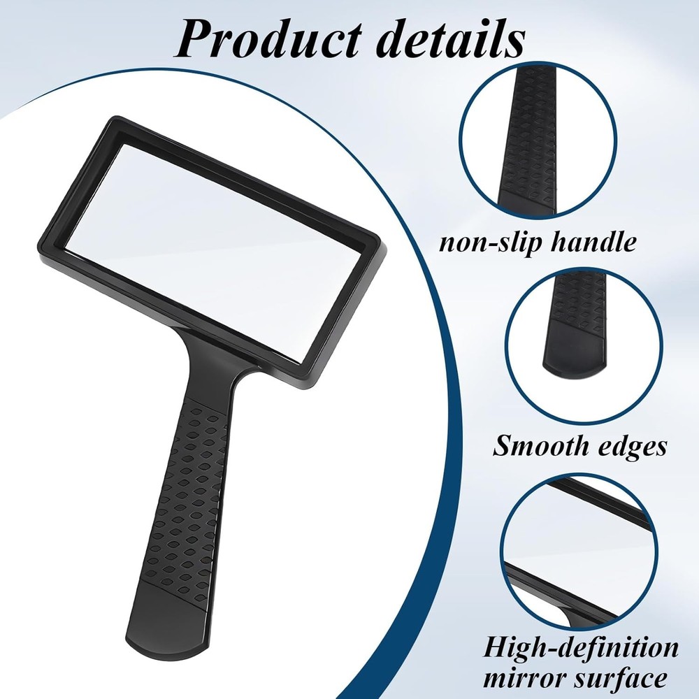 10X Handheld Rectangular Magnifying Glass – Jumbo Lens for Reading & Hobbies