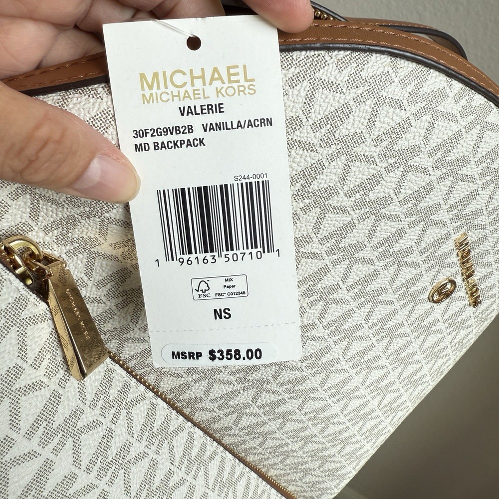 Michael Kors Valerie Medium Logo Backpack Vanilla NWT