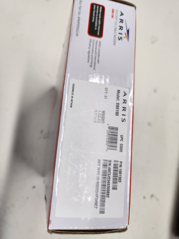 ARRIS® Surfboard® SB6190 Cable Modem, White (used)