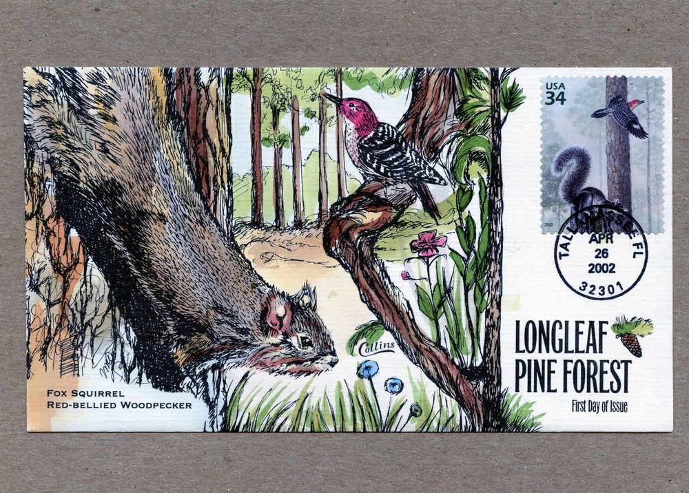 WWLF COLLINS FDC COVER LONGLEAF PINE FOREST  # 3611C  FOX SQUIRREL