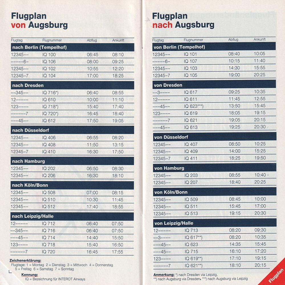 Interot Airways timetable 1994/03/27