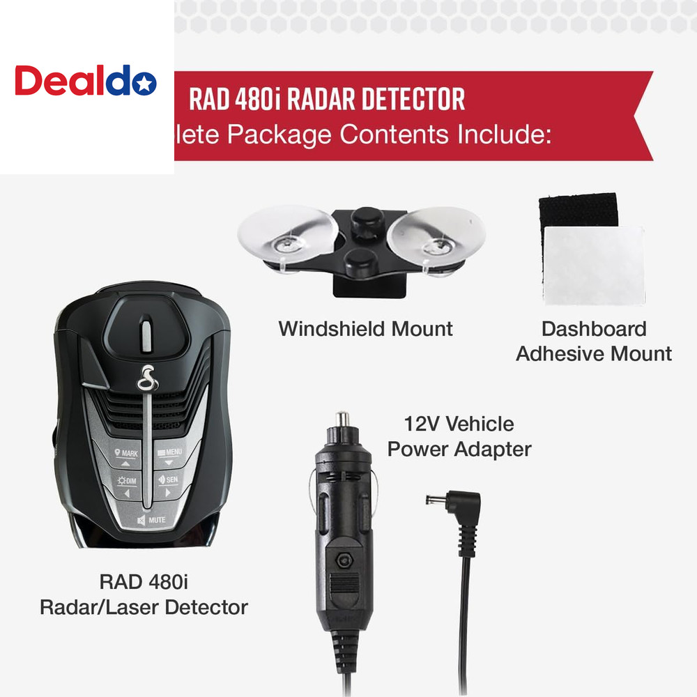RAD 480I Laser Radar Detector – Long Range Detection, Bluetooth, Apple Carplay a