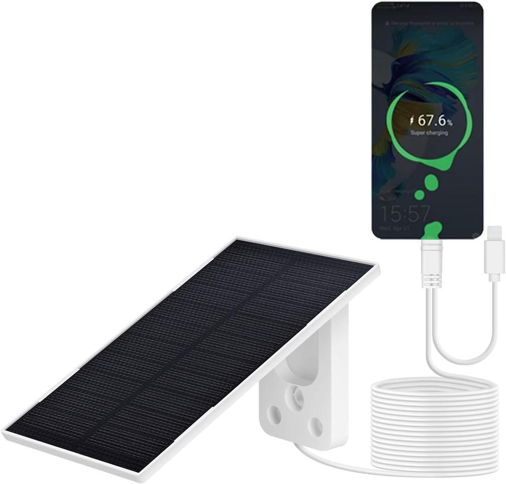 3W 5V Portable Waterproof Solar Panel with 6 FT Micro USB and Type-C White