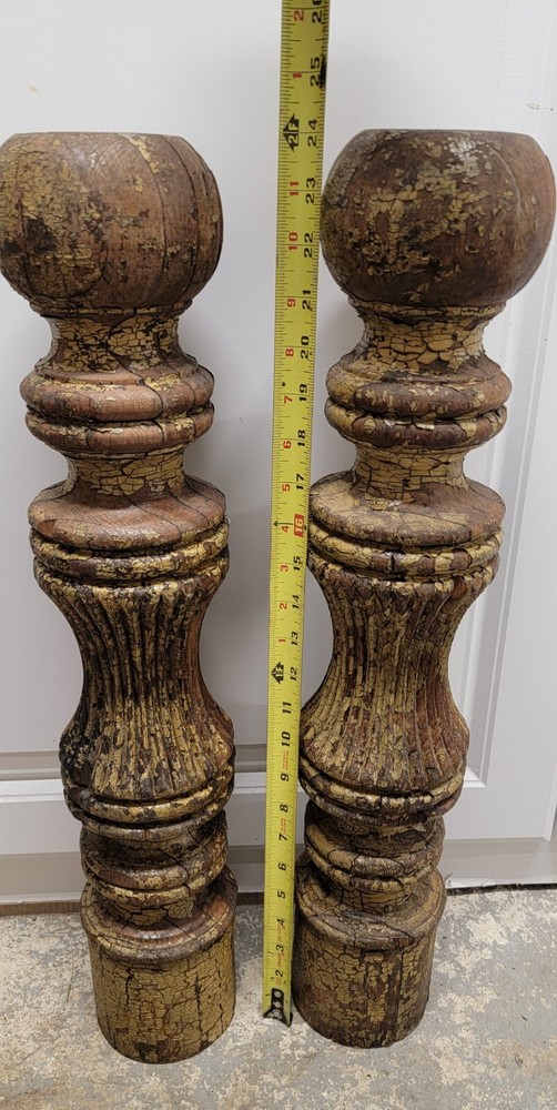 Vintage Architectural Savage Post Pair Solid Heavy Reclaimed