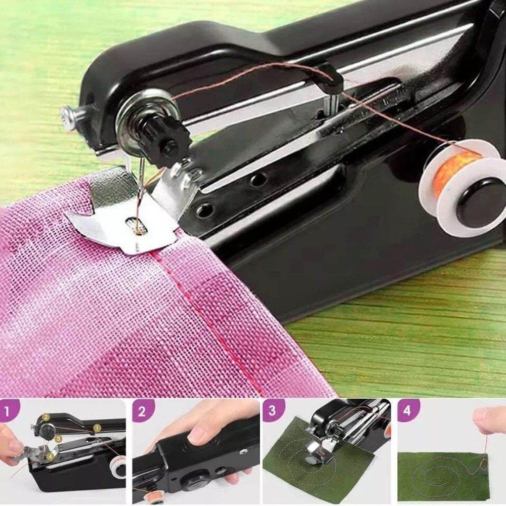 1Set Handheld Mini Sewing Machine Stitch Electric Compact Tool w/ Accessories