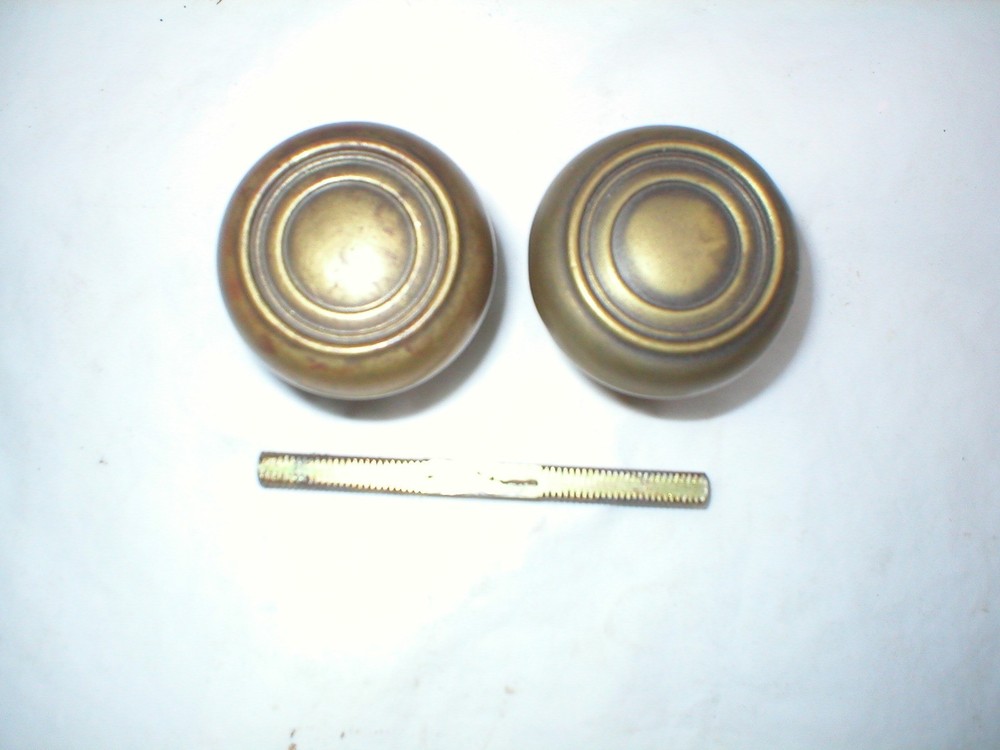 Antique Solid Brass Doorknob Pair