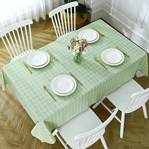Rectangle Plastic Tablecloth, 100% Waterproof 54" x 120" (Rectangular) Green