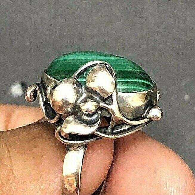 Malachite Sterling Silver Ring 6.5 (Artisan made)