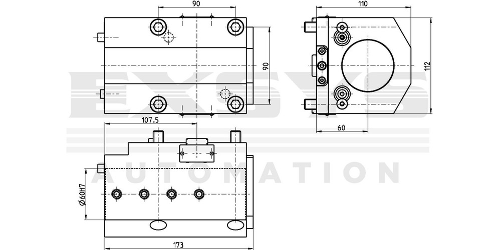 Boring bar holder, angular, left/right hand cylindrical chuck Ø60, 7.074.637
