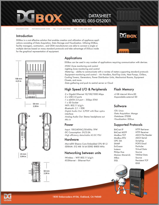 DGBOX - DGLOGIK MODEL 003-DS2001 Data Acquisition Data Storage and Visualization