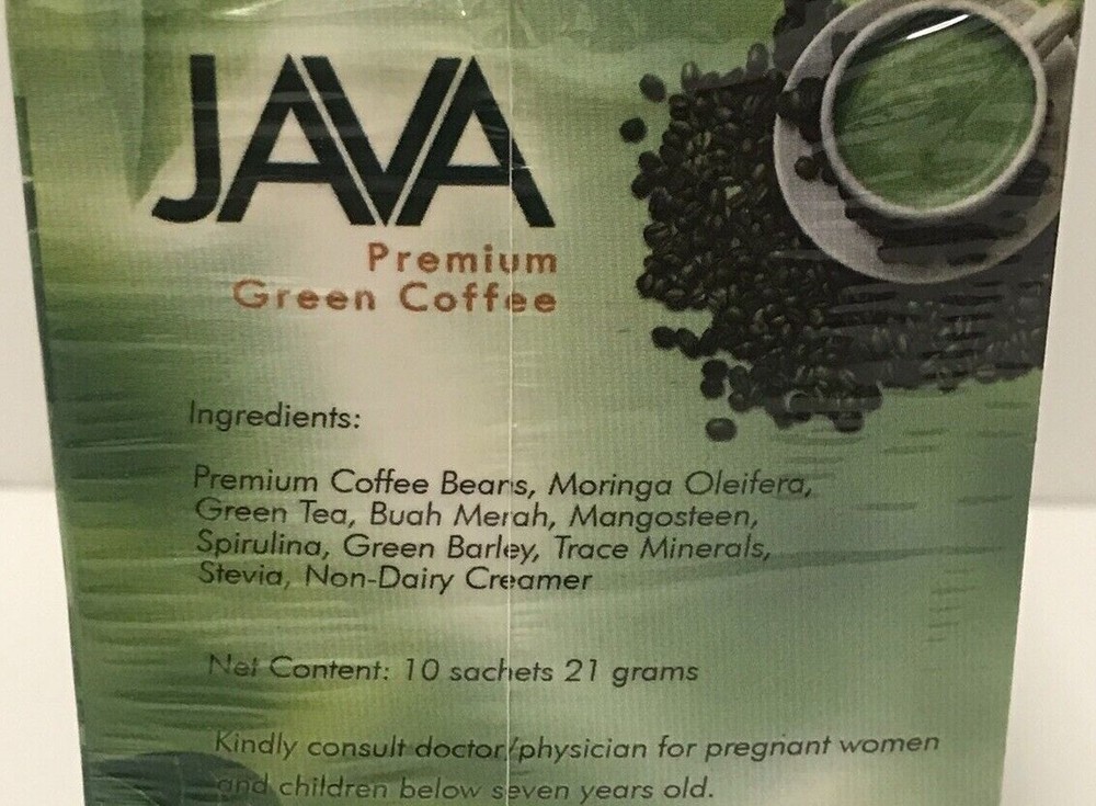 JAVA Instant Green Coffee Moringa & Other Ingredients Powder Drink Mix Mild
