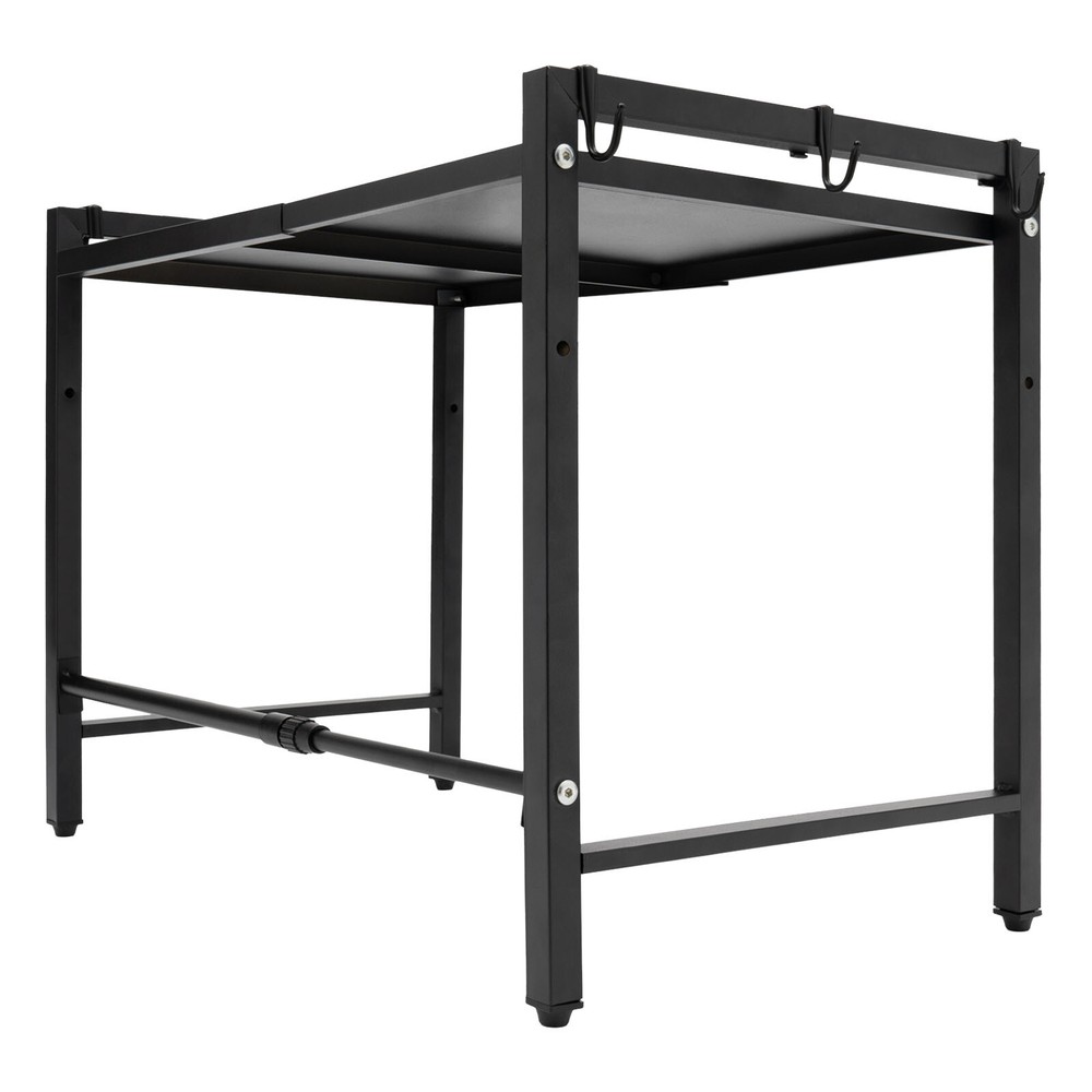 Adjustable Microwave Stand Black Oven Shelf Kitchen Countertop Organizer W/ Hook