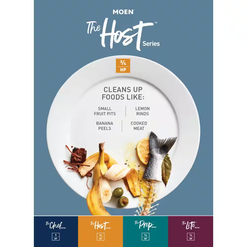 Host Series 3/4 HP Continuous Feed Space Saving Garbage Disposal with Sound Redu