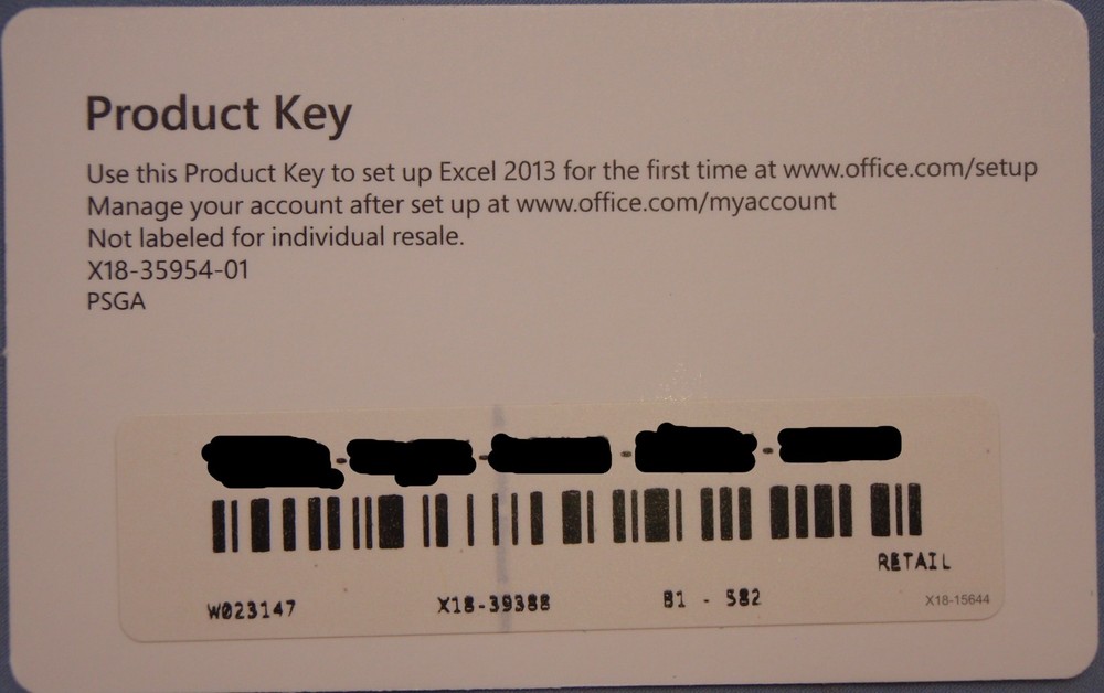 Microsoft Excel 2013 Product Key Card - US Ship