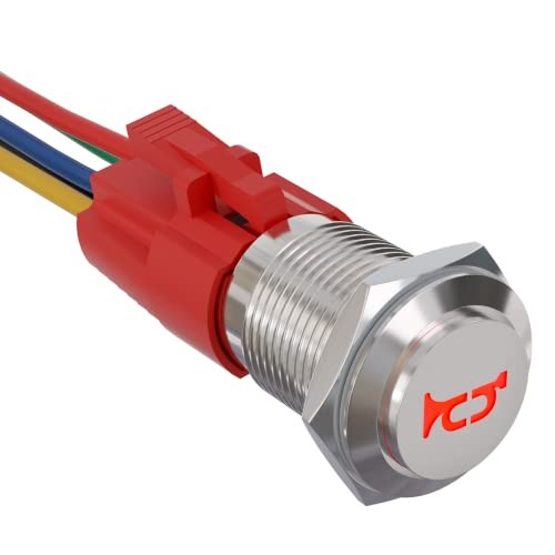 16mm 12V Momentary Speaker Horn Push Button Toggle Switch Red/ Silver Shell