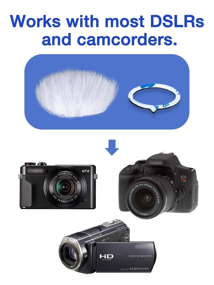 White Camera Mic Windscreen Dead Cat, Furry 2.4