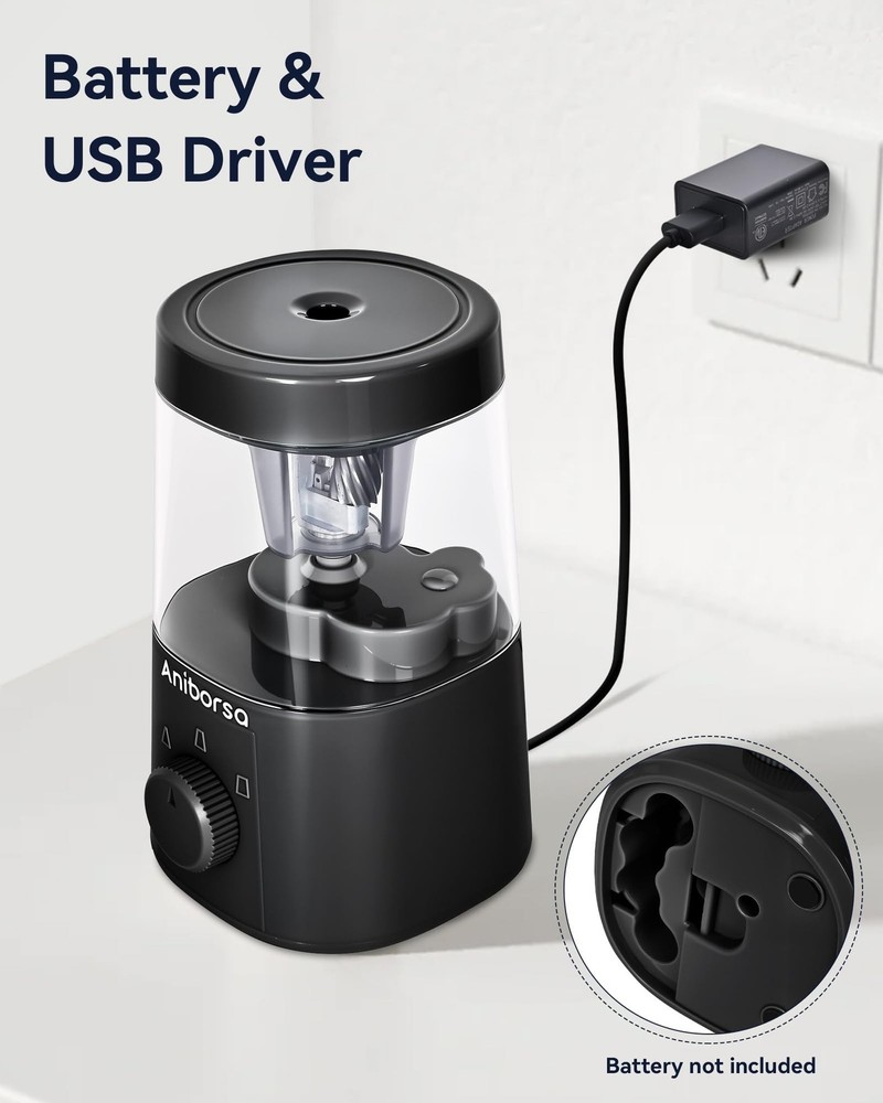 Electric Pencil Sharpener, Helical Blade Automatic Pencil Sharpener, Battery/...